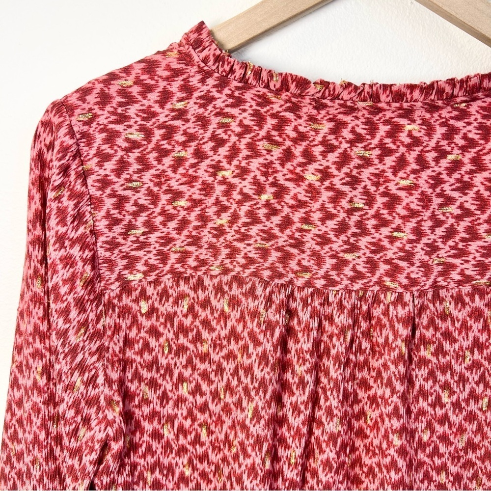 PAIGE Women's Doris Three Quarter Button Front V-Neckline in Papaya Size Small - Picture 8 of 16